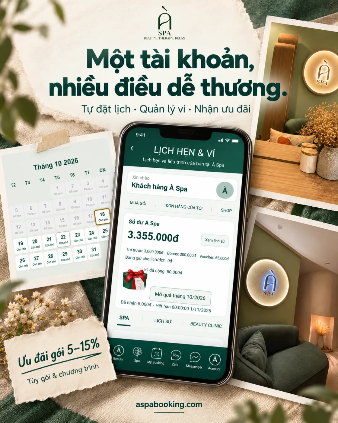 MỘT TÀI KHOẢN NHỎ, ĐỂ CHĂM SÓC BẢN THÂN ĐỀU ĐẶN HƠN.